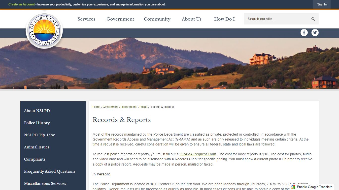 Records & Reports | North Salt Lake, UT - Official Website