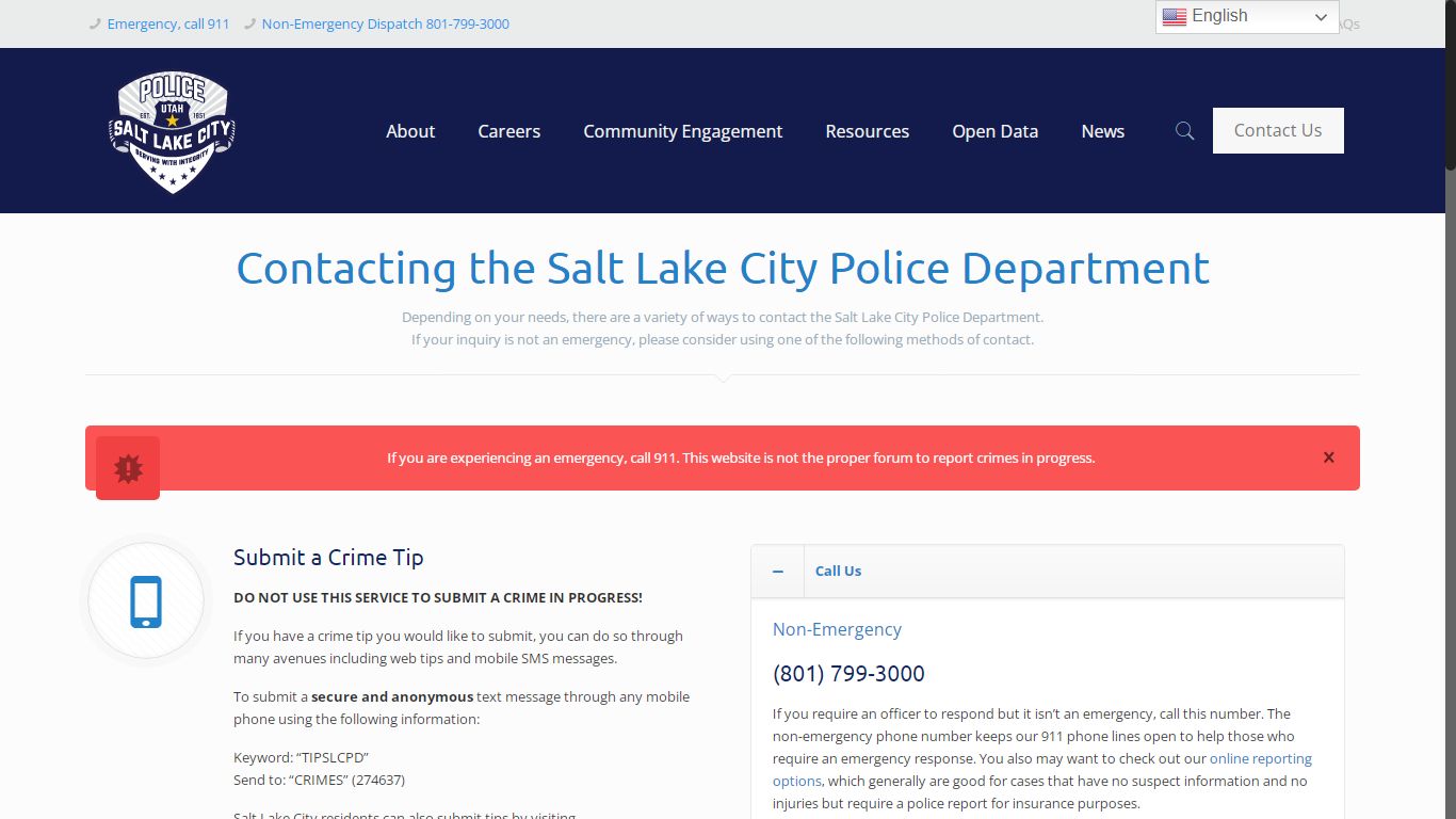 Contact Us – SLCPD - Salt Lake City Police Department